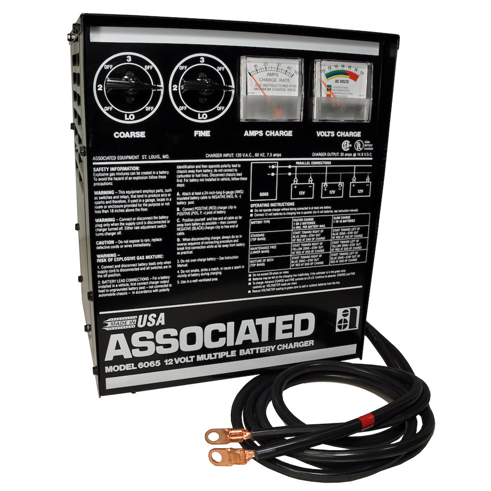 Associated 6065 Parallel Charger, 12V, 30A, 1-10 Batteries, 110VAC