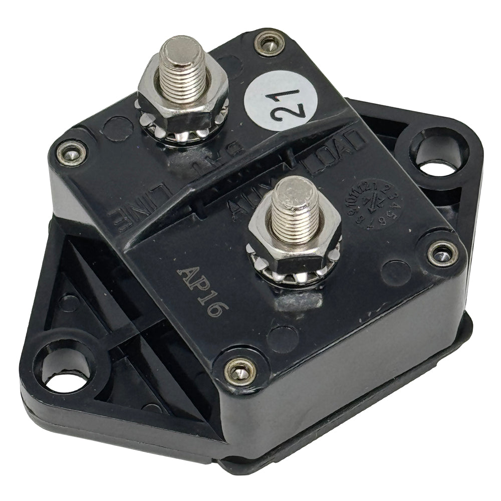 676309 - 90 Amp Waterproof Panel Mount Circuit Breaker, 32V DC Auto-Reset, 1/4-28 Studs