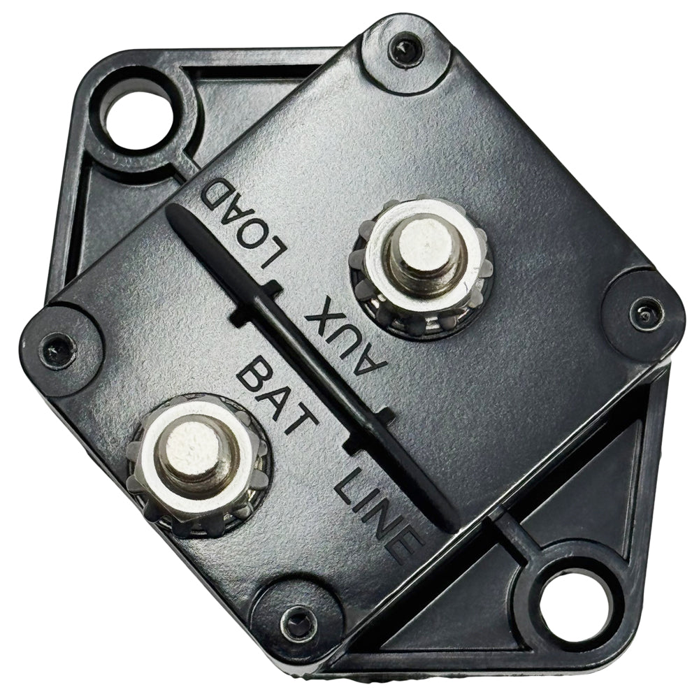 676310 - 100 Amp Waterproof Panel Mount Circuit Breaker, 32V DC Auto-Reset, 1/4-28 Studs