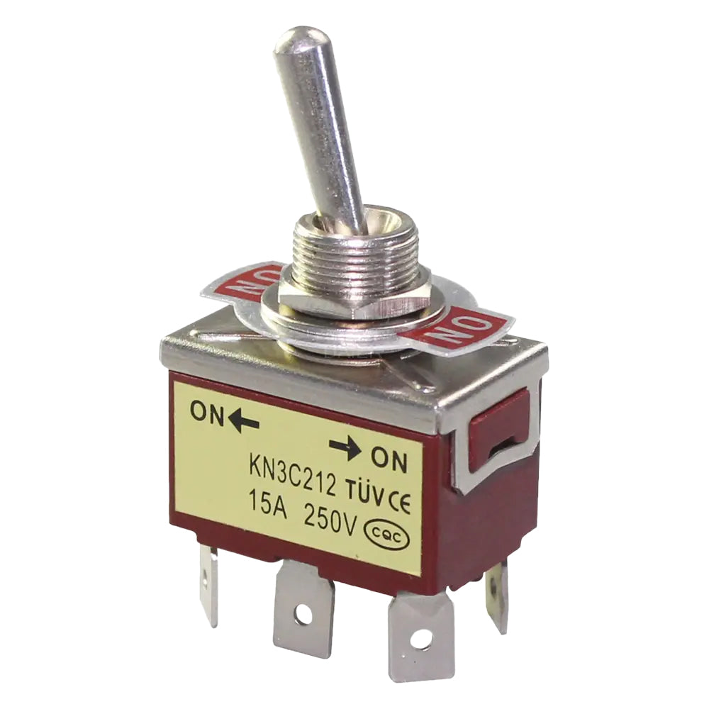 696315 - Heavy Duty ON-(ON) Momentary Toggle Switch, DPDT, 6 Push-On Terminal, 30A/12VDC, 20A/125VAC, 15A/250VAC
