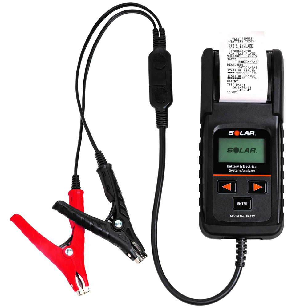 Solar BA227 12 Volt Digital Battery & System Tester w/ Printer