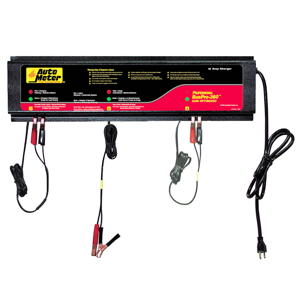 AutoMeter BUSPRO-360 AGM Optimized 12V/5A 3-Station Smart Battery Charger - 120VAC