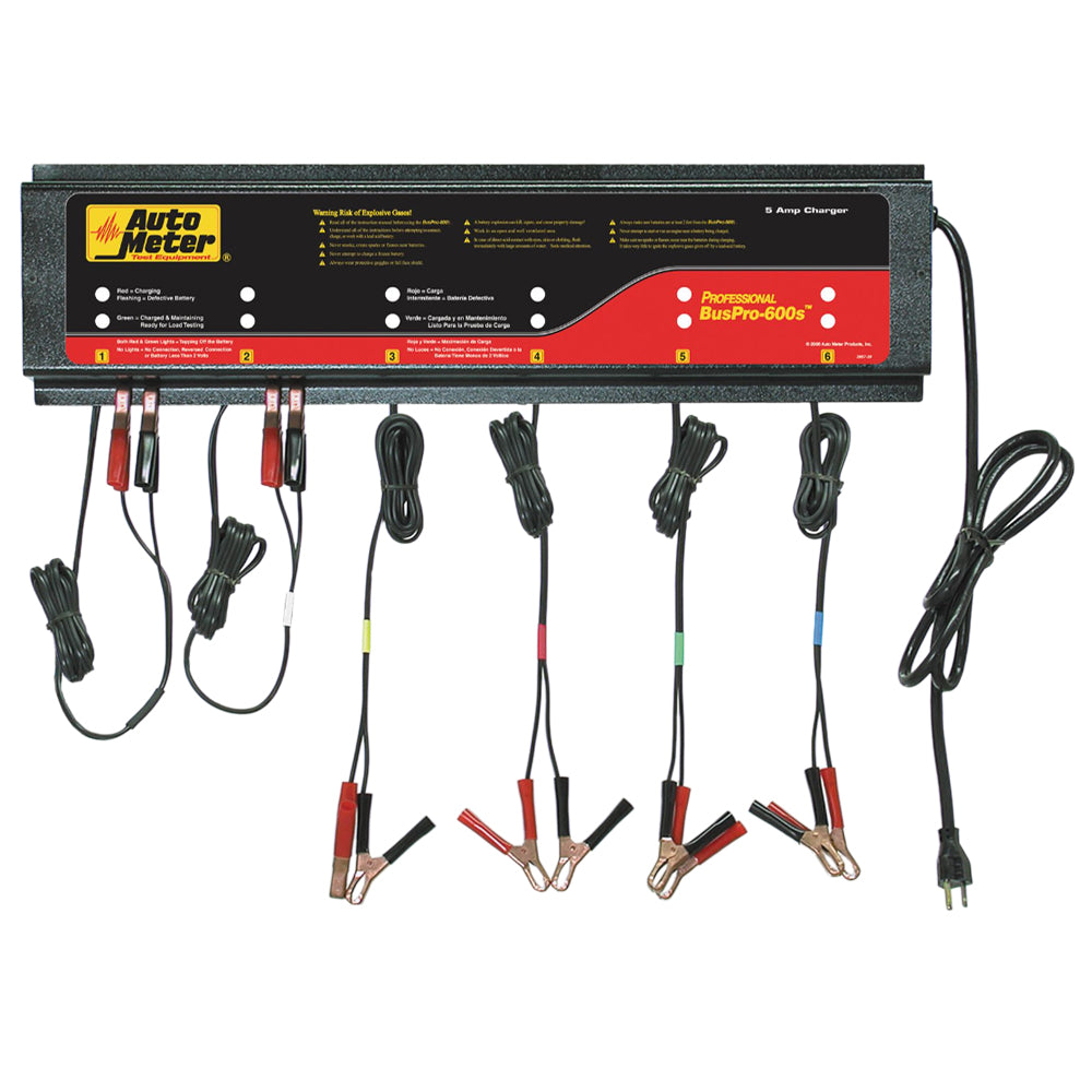 AutoMeter BUSPRO-600S Multi-Battery 12V/5A 6-Station Smart Battery Charger - 120VAC