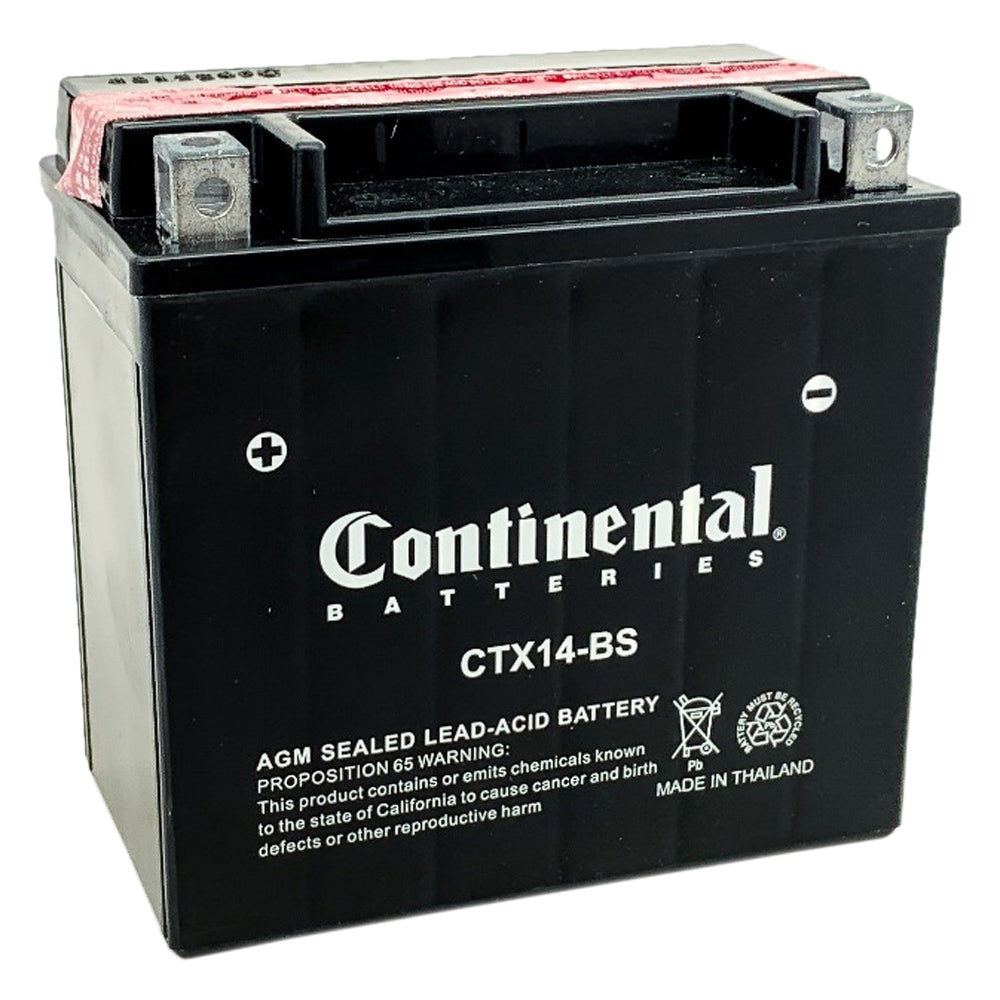 Continental CTX14-BS 12V AGM MC Battery, Dry Charged w/Acid Pack 12 AH, 200 CCA