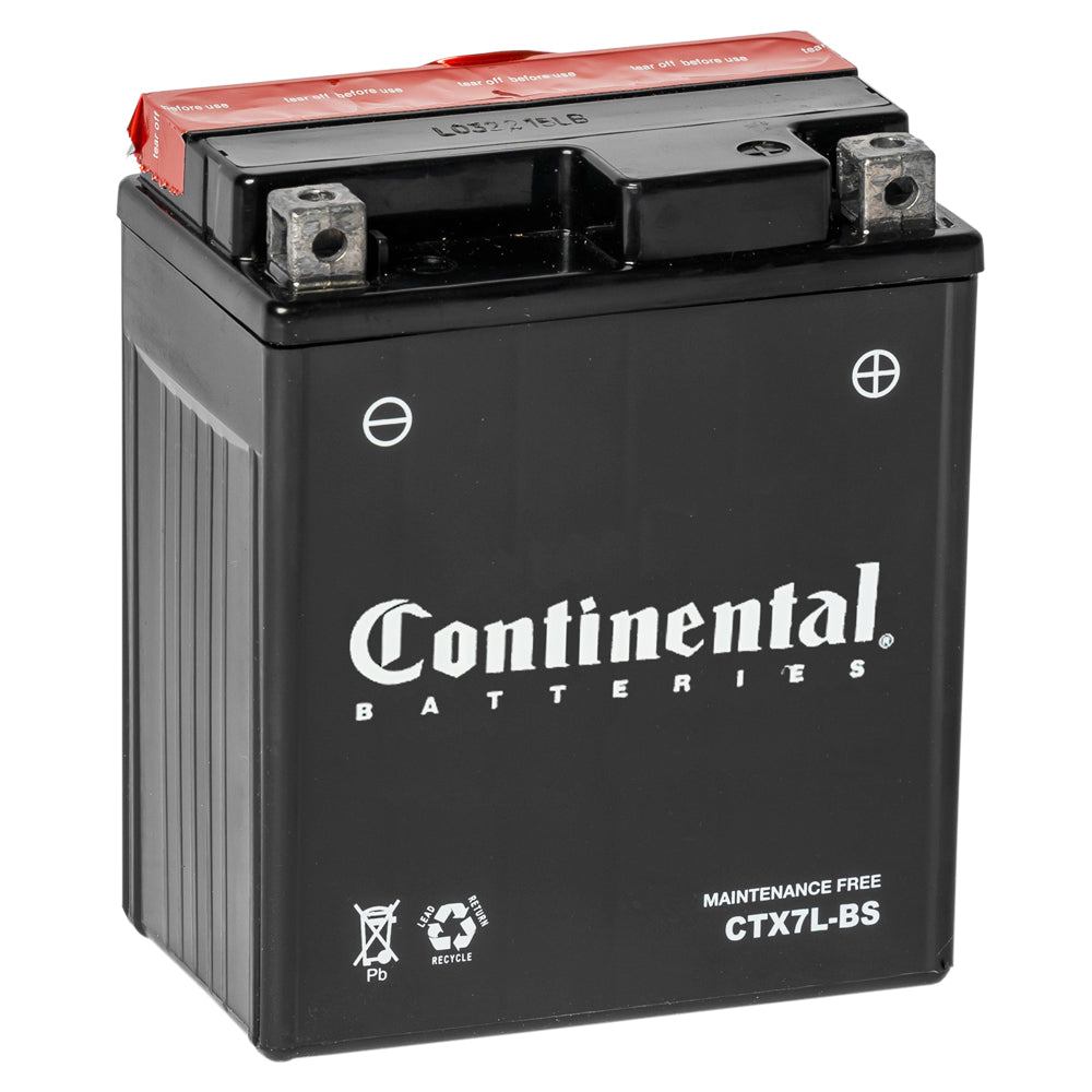 Continental CTX7L-BS 12V AGM MC Battery, Dry Charged w/Acid Pack 6 AH, 100 CCA