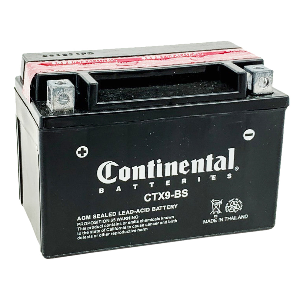 Continental CTX9-BS 12V AGM MC Battery, Dry Charged w/Acid Pack 8 AH, 135 CCA