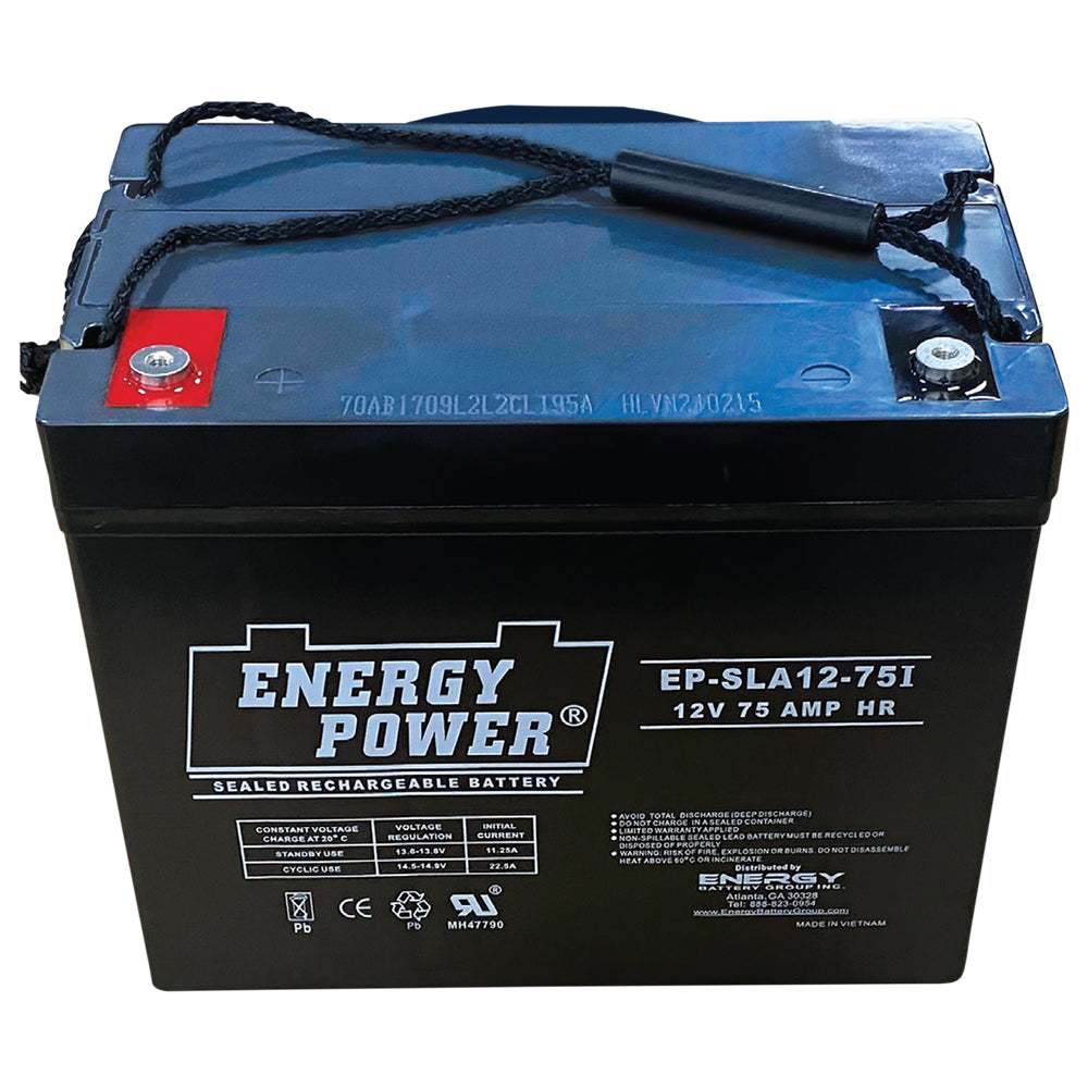 Energy Power 12V, 75AH SLA AGM Battery (24) - Internal Threaded Terminals (M6)