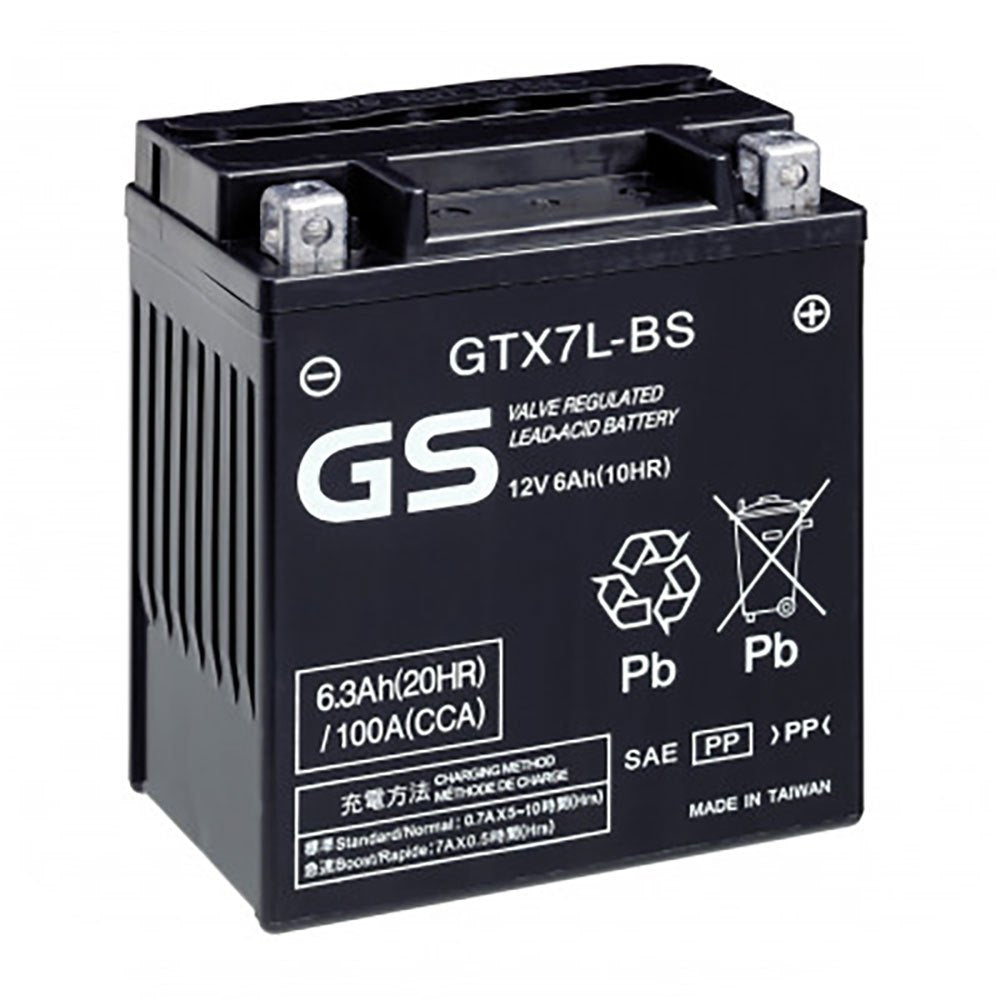 GS Battery GTX7L-BS 12V AGM MC Battery, Dry Charged w/Acid Pack 6 AH, 100 CCA, GSTM327BS