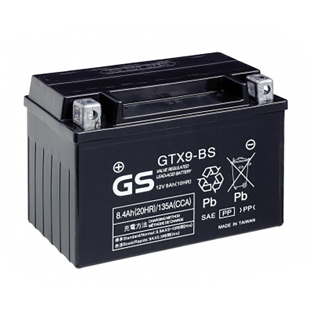 GS Battery GTX9-BS 12V AGM MC Battery, Dry Charged w/Acid Pack 8 AH, 135 CCA, GSTM329BS
