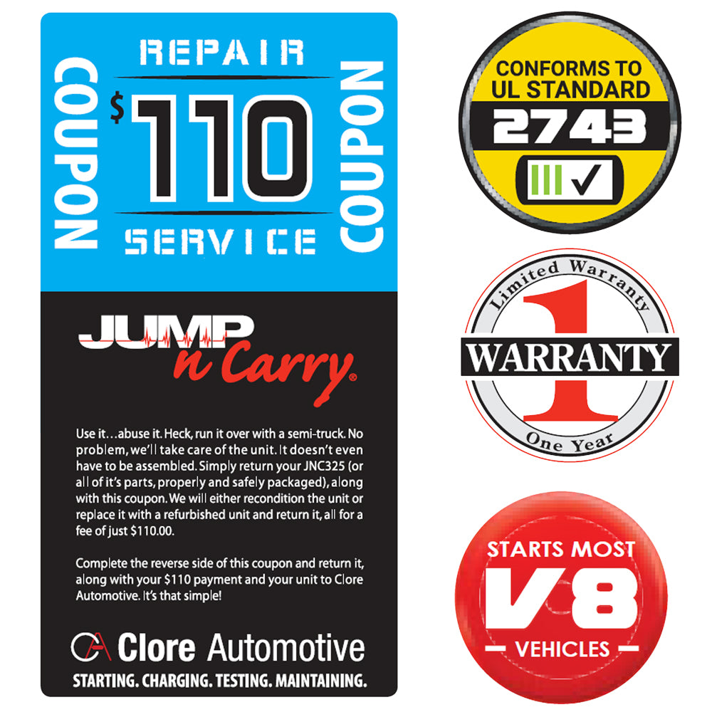 JNC325 - Jump-n-Carry 450 Amp Start Assist 12 Volt Lithium Jump Starter