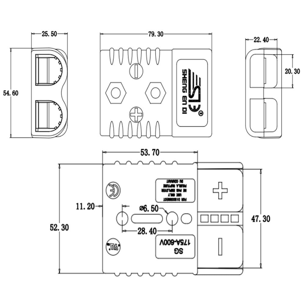 SED® 175A Industrial Connector Housing - Anderson SB175 Compatible