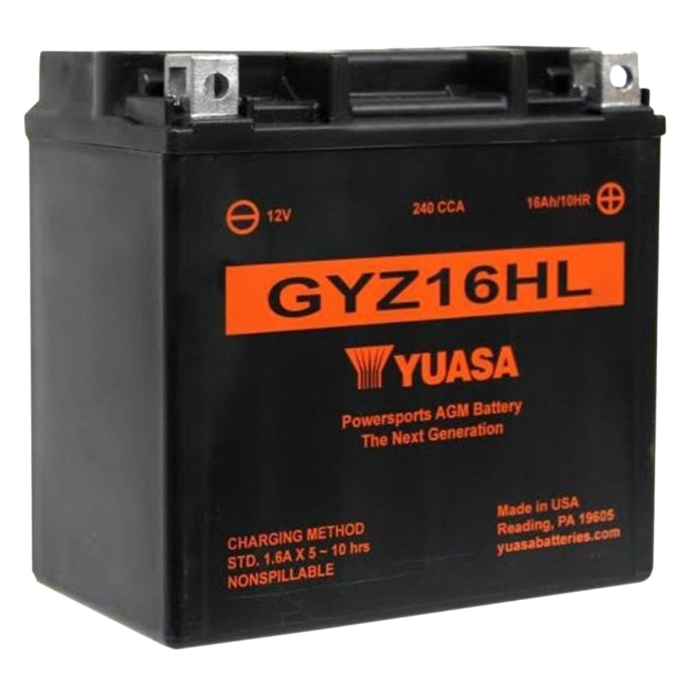 Yuasa GYZ16HL High Performance 12V AGM MC Battery, Factory Activated, 16 AH, 240 CCA M716GHL