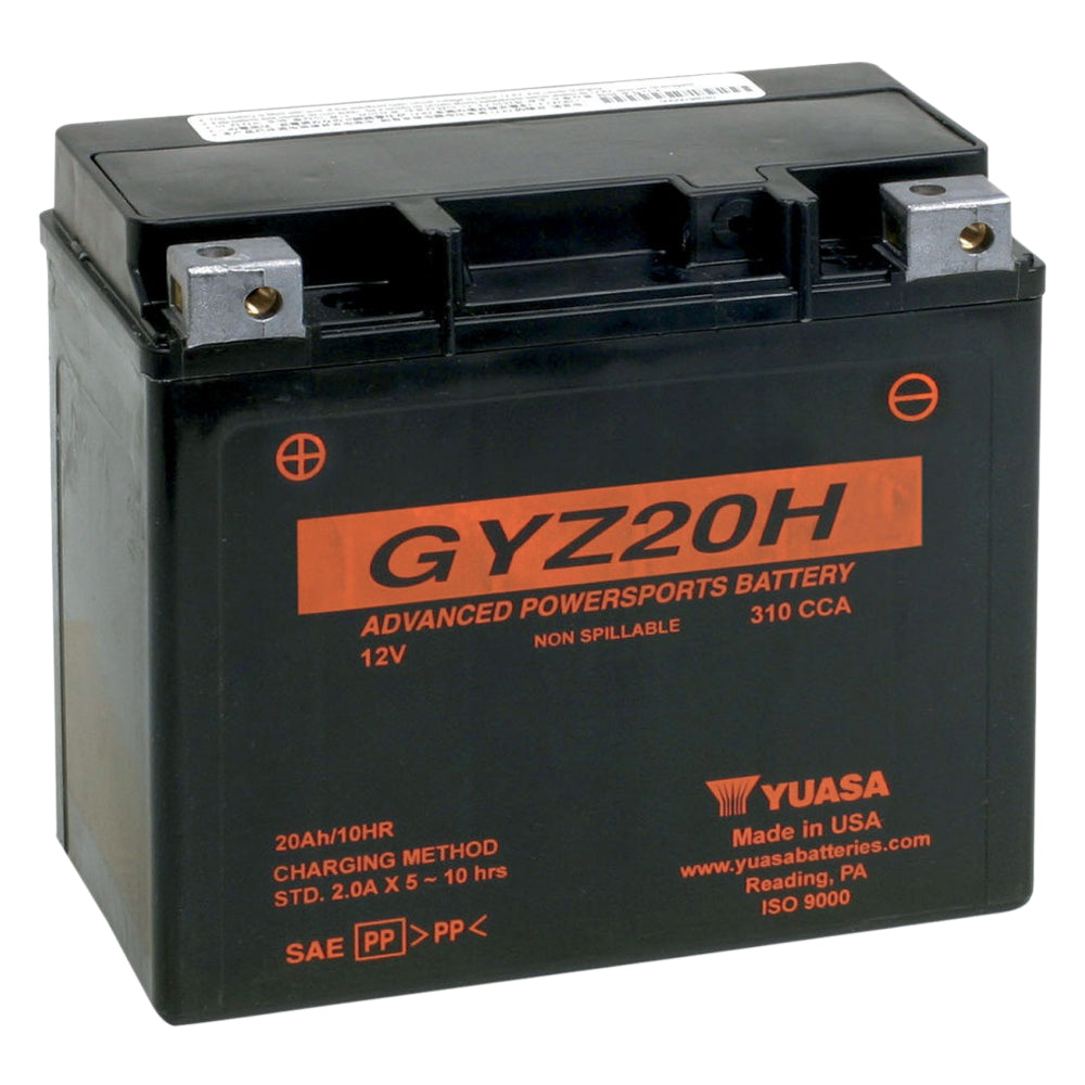 Yuasa GYZ20H High Performance 12V AGM MC Battery, Factory Activated, 20 AH, 320 CCA M72RGH