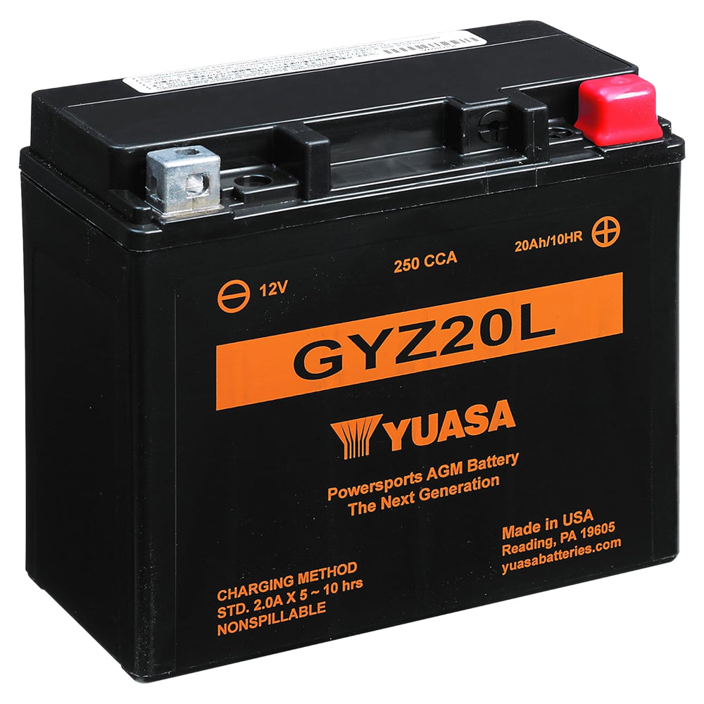 Yuasa GYZ20L High Performance 12V AGM MC Battery, Factory Activated, 20 AH, 250 CCA M720GZ