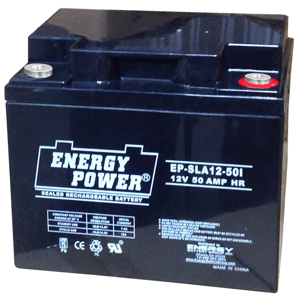 Energy Power 12V, 50AH SLA AGM Battery - Internal Threaded Terminals (M6)