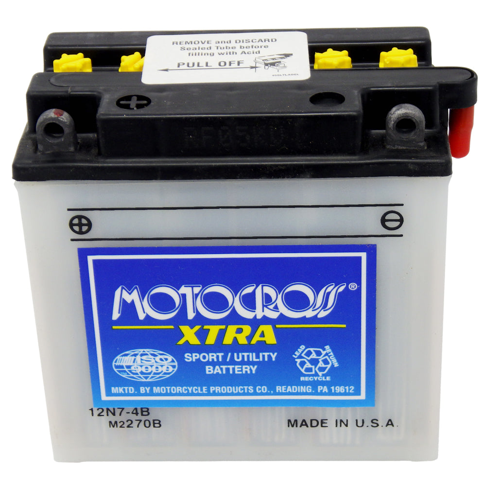 12N7-4B Conv 12V MC Battery, Dry Charged 7 AH, M2270B