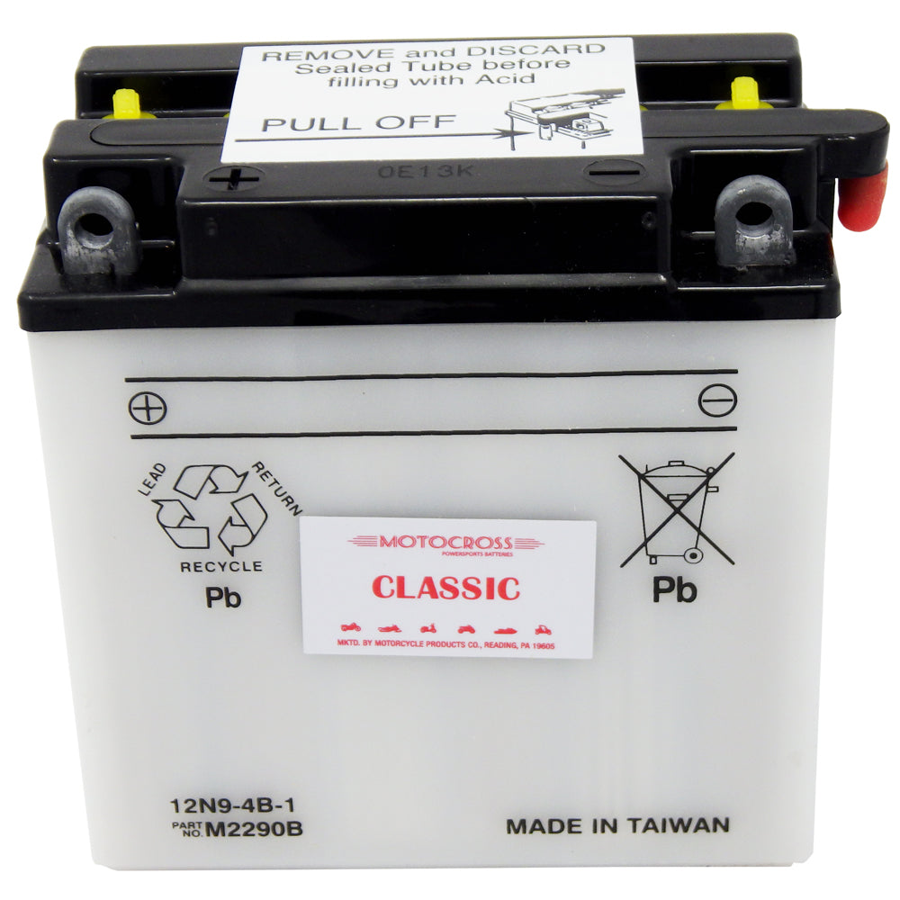 12N9-4B-1 Conv 12V MC Battery, Dry Charged 9 AH, M2290B