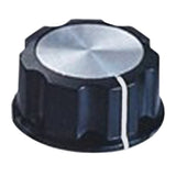 696039 - Knob, Black Plastic Round Fluted Style w/Set Screw, 1-5/16" OD, 1/4" Shaft