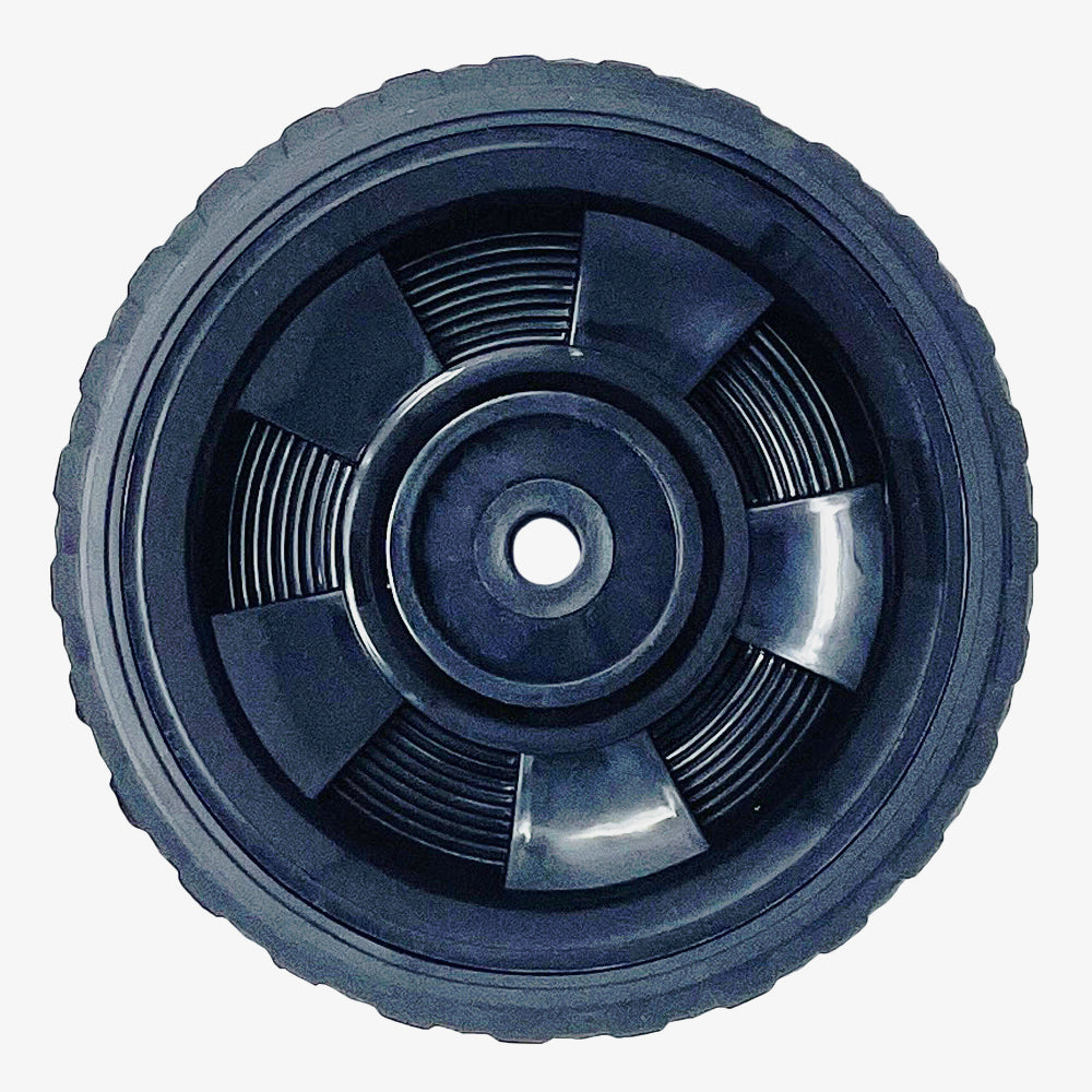 696562 - Wheel, 6" for 3/8" Axle, Black Plastic w/ Diamond Rubber Tread for Battery Chargers