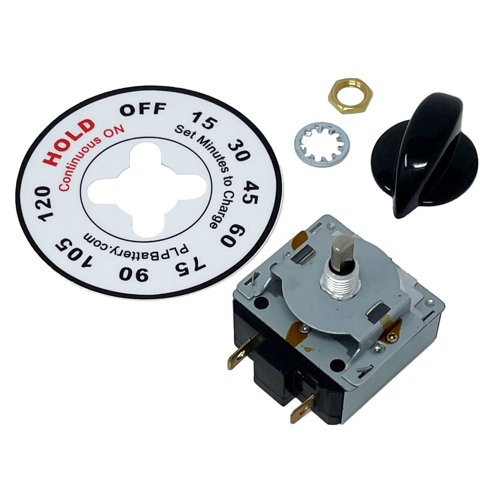 697120A - Timer Kit - Mechanical 120 Minute w/"Hold" Position 1/4" (6 MM) D-Shaft 3/8" Threaded Sleeve Panel Mount