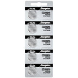 Energizer 1616 Lithium Coin Cell, 3V - Tear Strip of 5