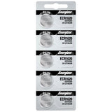 Energizer 1620 Lithium Coin Cell, 3V - Tear Strip of 5