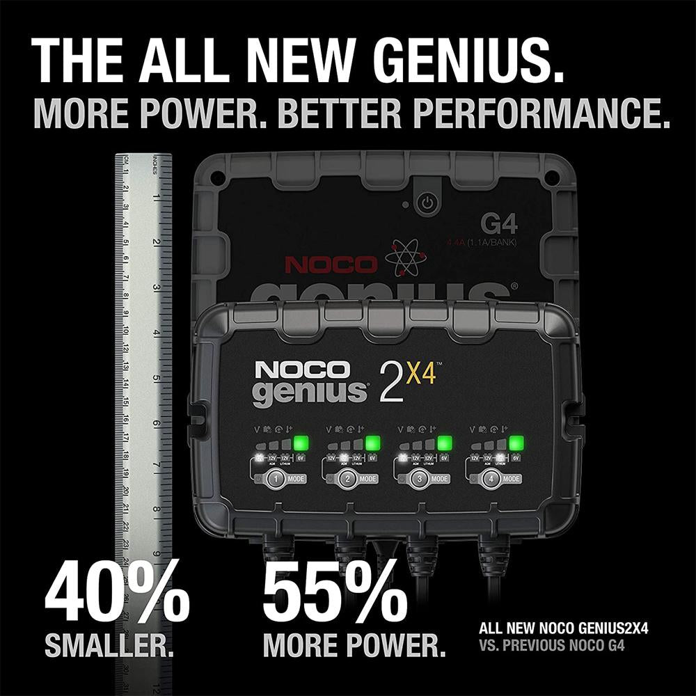 NOCO GENIUS2X4 4-Bank, 8-Amp (2A per bank)  Battery Charger & Maintainer