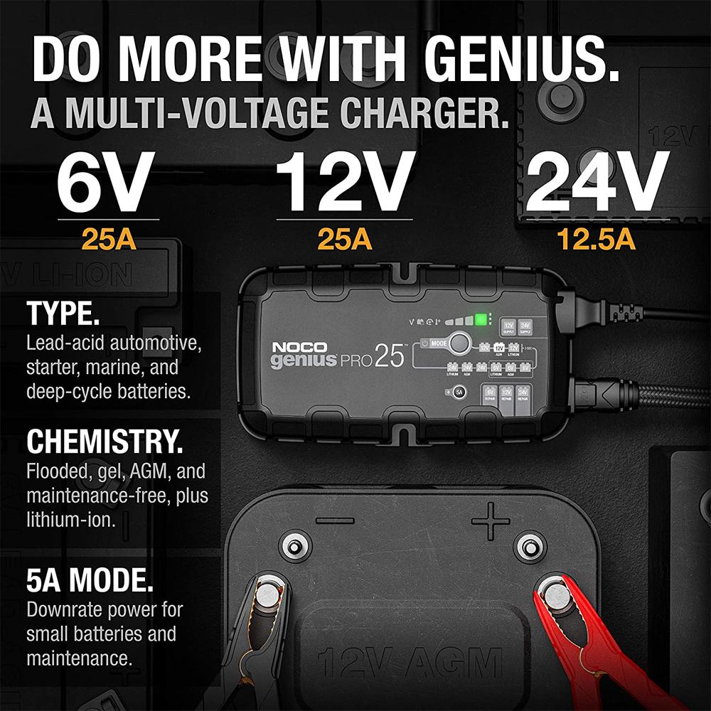 NOCO GENIUSPRO25 6/12/24V 25A Battery Charger & Maintainer