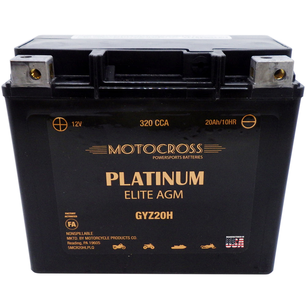 GYZ20H High Performance 12V AGM MC Battery, FA, 20 AH, 320 CCA M72RGH