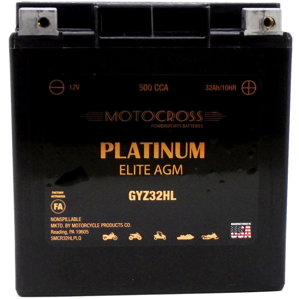 GYZ32HL High Performance 12V AGM MC Battery, FA, 32 AH, 500 CCA M732GHL