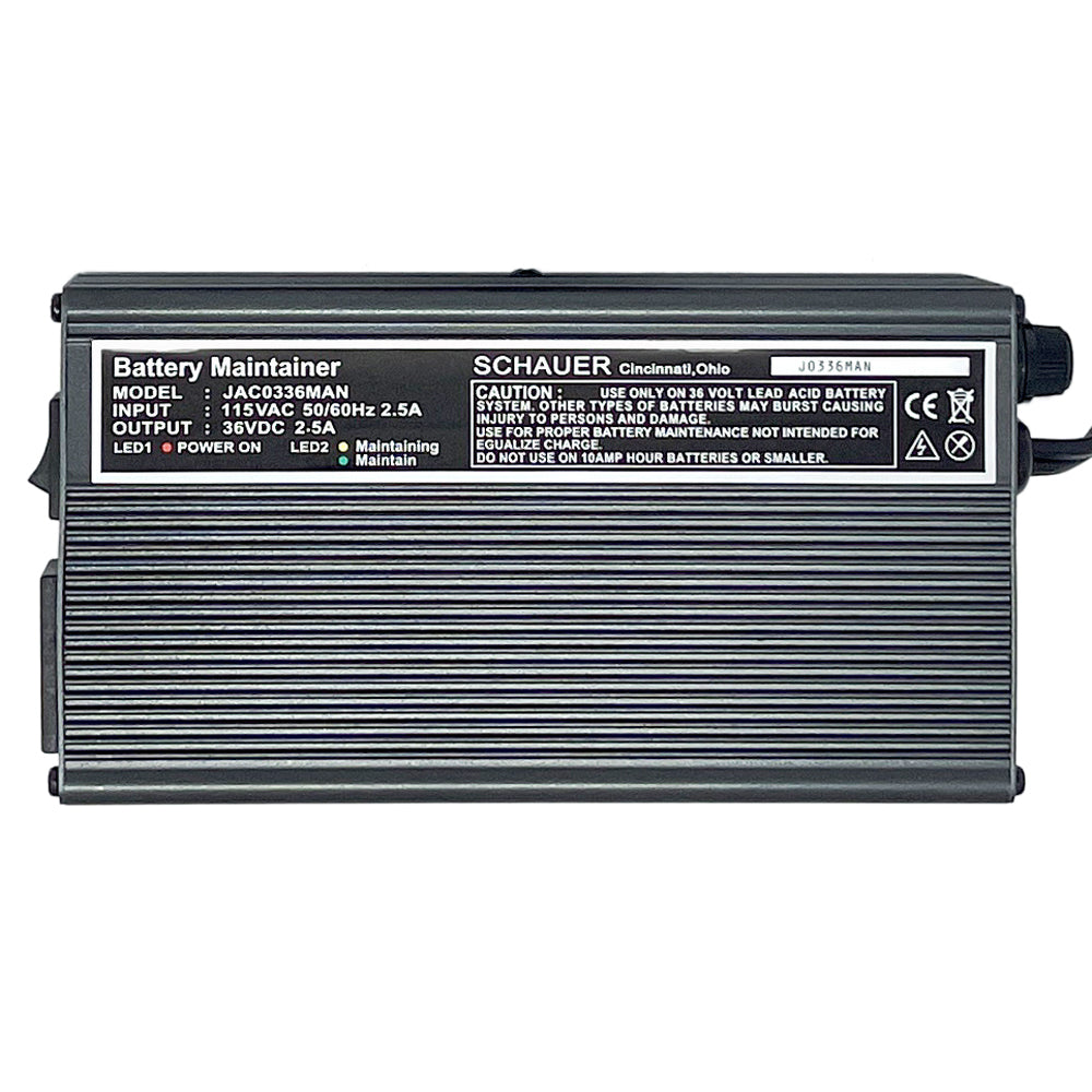 JAC0336MAN - Schauer 36V, 2.5A Golf Cart Battery Maintainer - 115VAC - Battery Clips