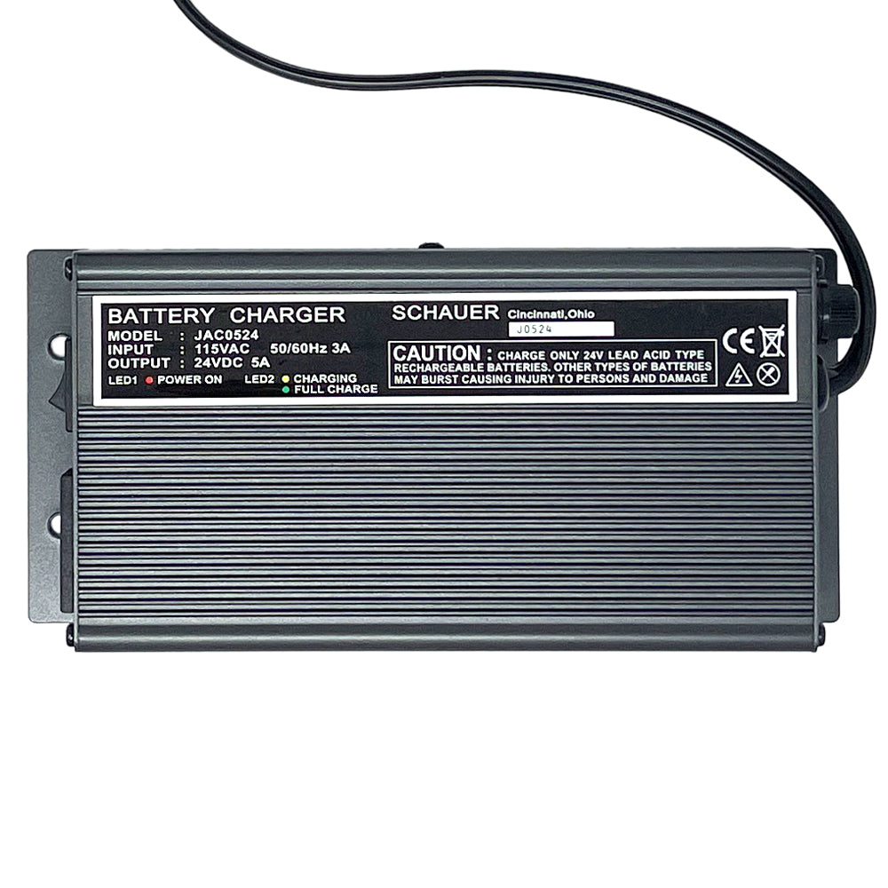 JAC0524-C - Schauer 24V, 5A Fully Automatic Electronic Charger/Maintainer - 115VAC - Battery Clips