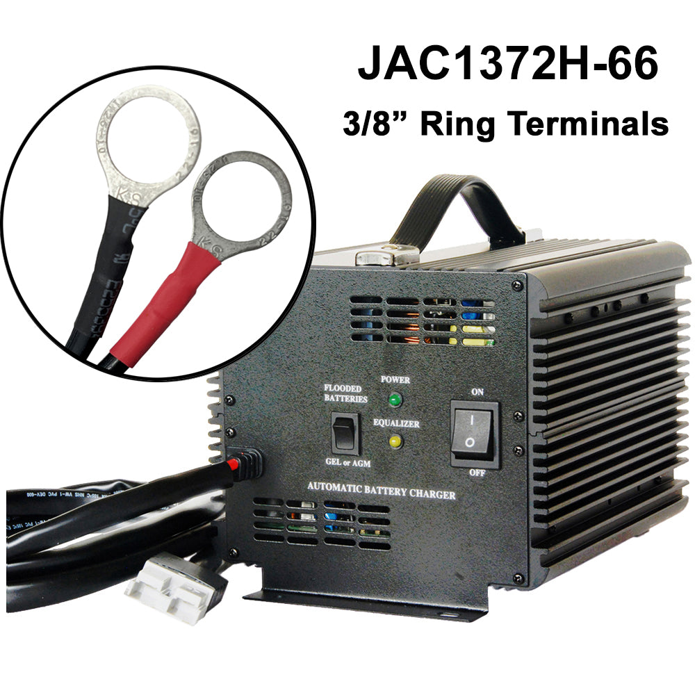 JAC1372H - Schauer 72V, 13A Fully Automatic Electronic Charger/Maintainer - Auto-Sensing 120/240VAC - Includes Choice of DC Connector