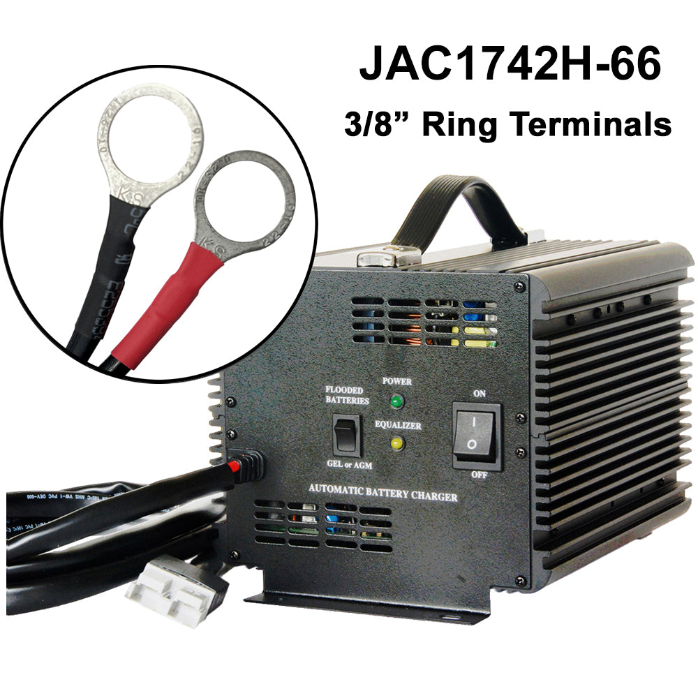 JAC1742H - Schauer 42V, 17A Fully Automatic Electronic Charger/Maintainer - Auto-Sensing 120/240VAC - Includes Choice of DC Connector