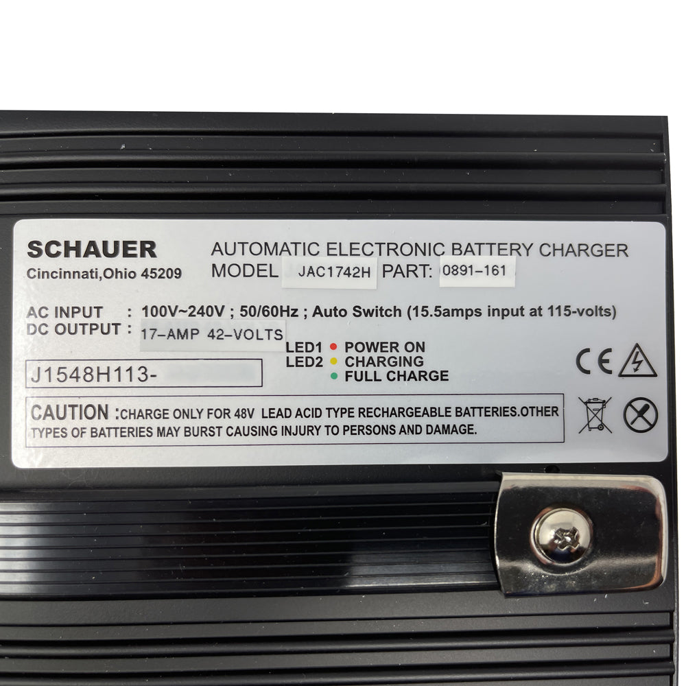 JAC1742H - Schauer 42V, 17A Fully Automatic Electronic Charger/Maintainer - Auto-Sensing 120/240VAC - Includes Choice of DC Connector