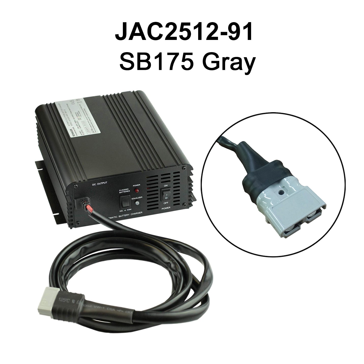JAC2512 - Schauer 12V, 25A Fully Automatic Electronic Charger/Maintainer - Auto-Sensing 120/240VAC - Includes Choice of DC Connector