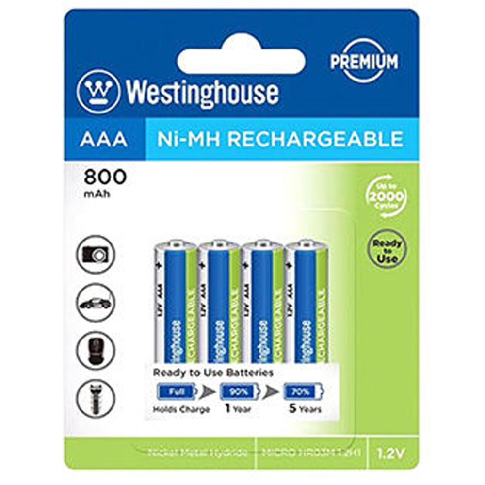 Westinghouse AAA Rechargeable NiMH 1.2V 800mAh - 4 per Card / HR03M 1.2H1
