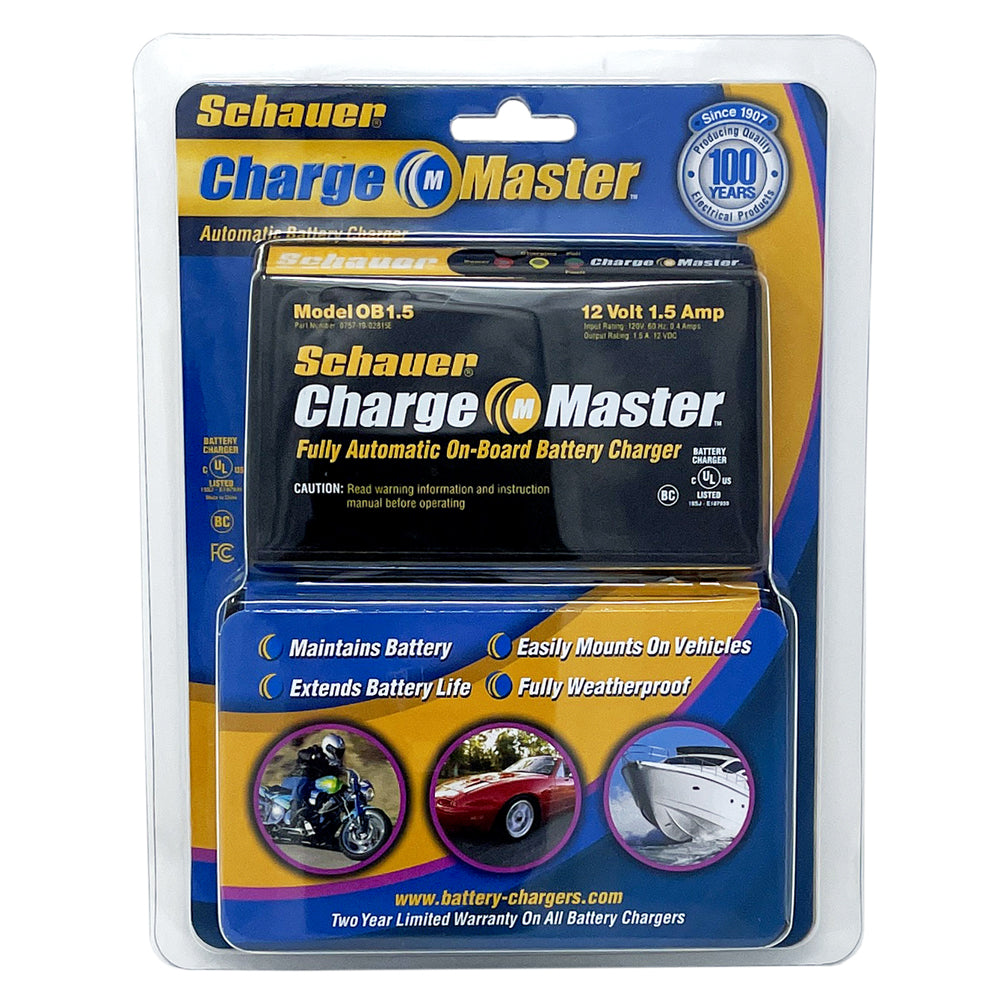 OB1 - Schauer 12V, 1.5A Fully Automatic On-Board Waterproof Maintainer - 115VAC - Ring Terminals
