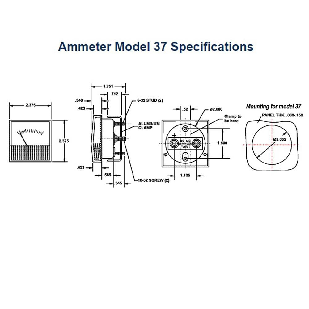 PR37-200 - Amp Meter 0-200A Clamp-Mount - Requires External Shunt PRM-138