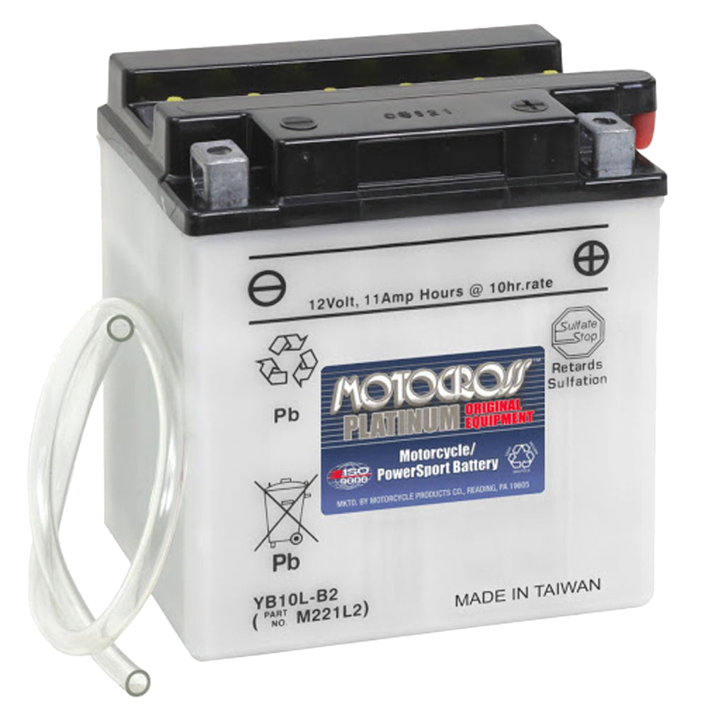YB10L-B2 High Perf Conv 12V MC Battery, Dry Charged 11 AH, M221L2