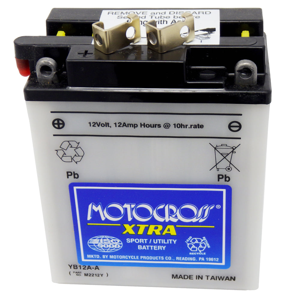 YB12A-A/TA High Perf Conv 12V MC Battery, Dry Charged 12 AH, M2212T