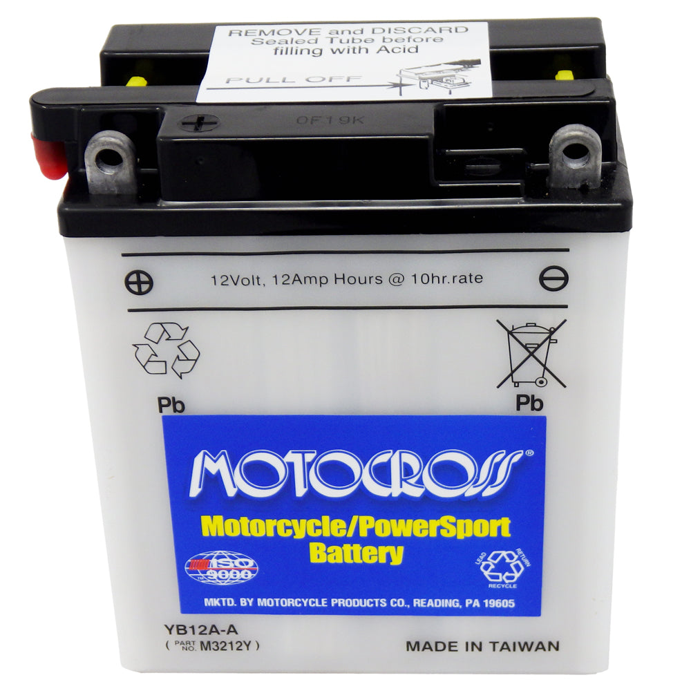 YB12A-A High Perf Conv 12V MC Battery, Dry Charged 12 AH, M2212Y