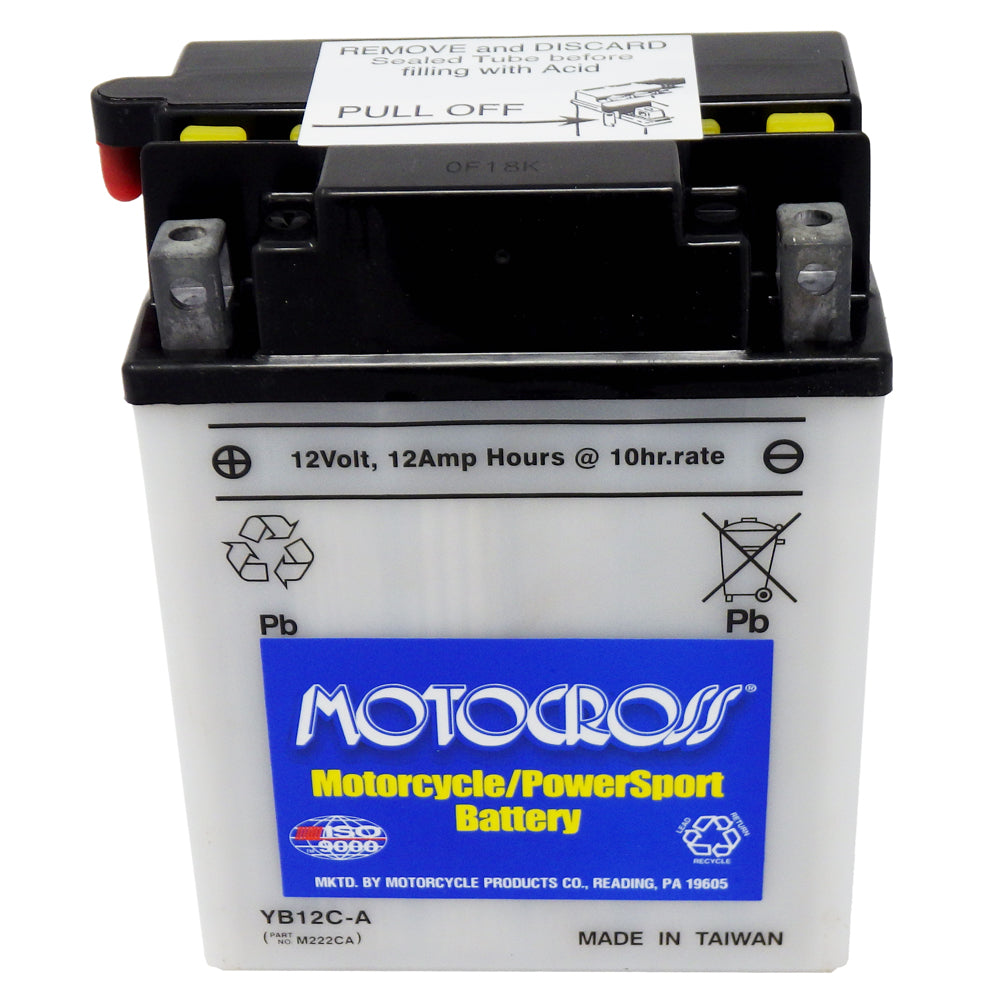 YB12C-A High Perf Conv 12V MC Battery, Dry Charged 12 AH, M222CA