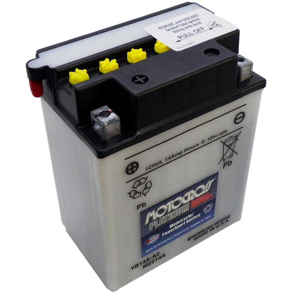 YB14A-A2 High Perf Conv 12V MC Battery, Dry Charged 14 AH, M2214A