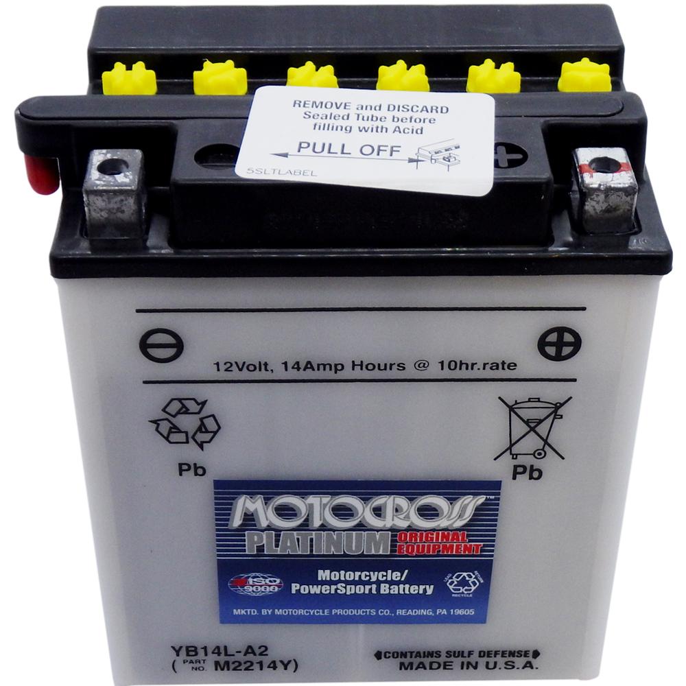 YB14L-A2 High Perf Conv 12V MC Battery, Dry Charged 14 AH, M2214Y