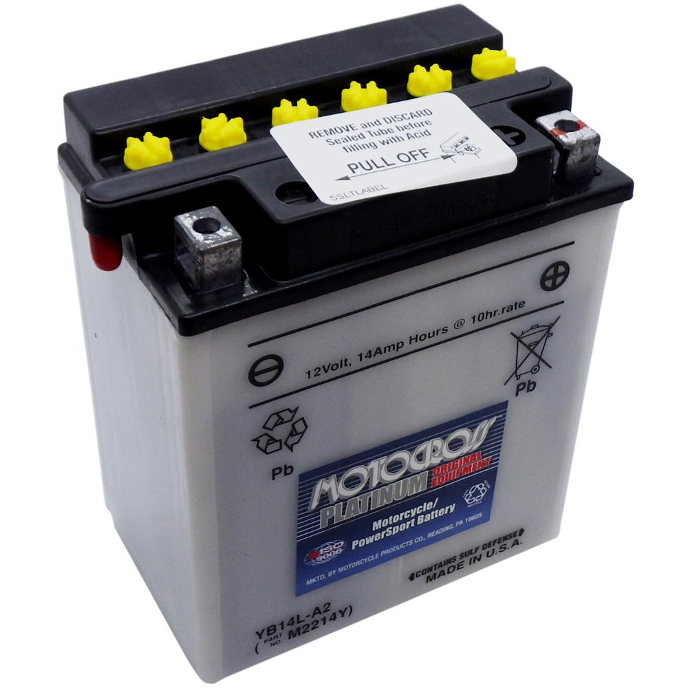 YB14L-A2 High Perf Conv 12V MC Battery, Dry Charged 14 AH, M2214Y