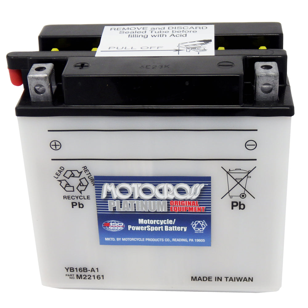 YB16B-A1 High Perf Conv 12V MC Battery, Dry Charged 16 AH, M22161