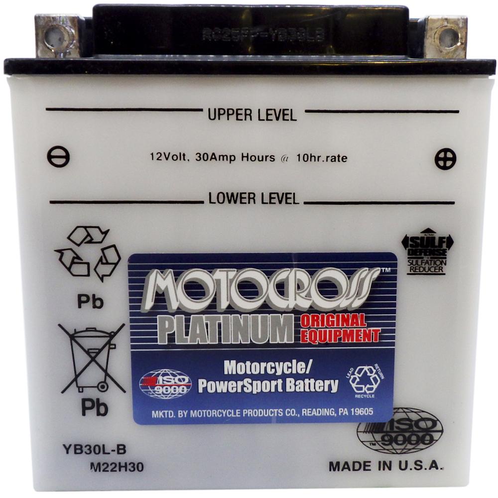 YB30L-B High Perf Conv 12V MC Battery, Dry Charged 30 AH, M2230L