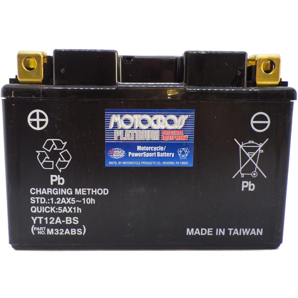 YT12A-BS 12V AGM MC Battery, Dry Charged w/Acid Pack 10 AH, 175 CCA M32ABS
