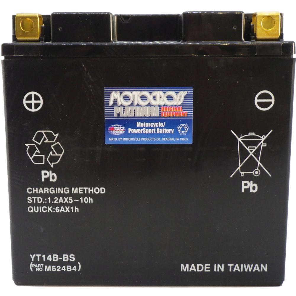 YT14B-BS 12V AGM MC Battery, Dry Charged w/Acid Pack 12 AH, 210 CCA M624B4